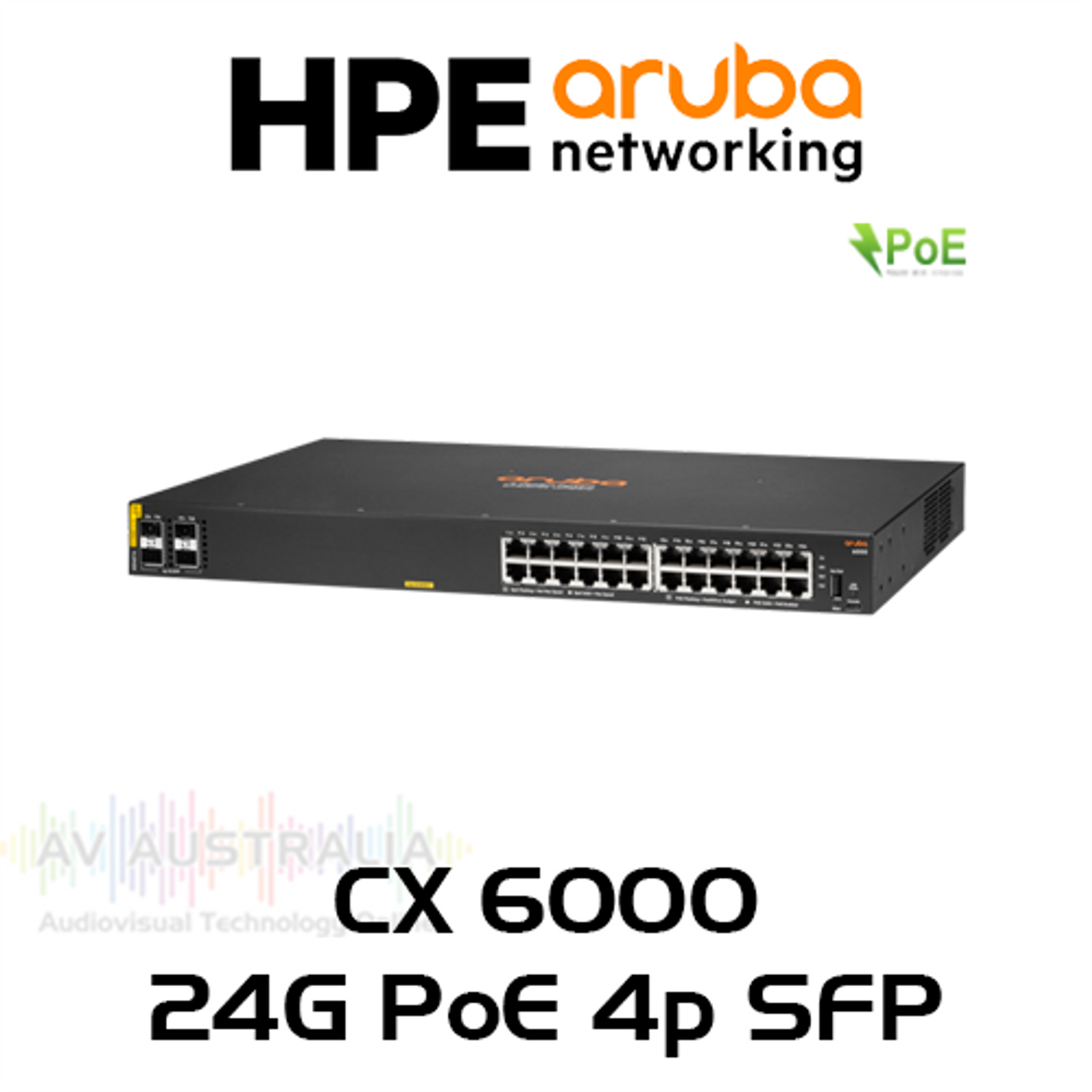 Aruba CX 6000 24-Port Gigabit PoE 370W CL4 Switch With 4x SFP