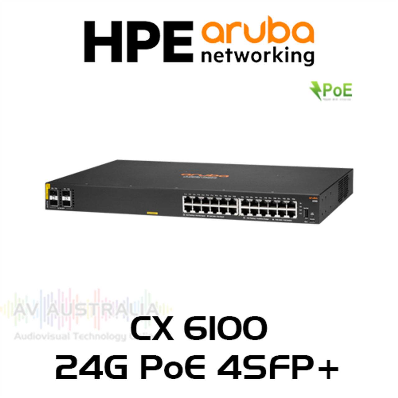 Aruba CX 6100 24-Port Gigabit PoE 370W CL4 Switch With 4x10G SFP+
