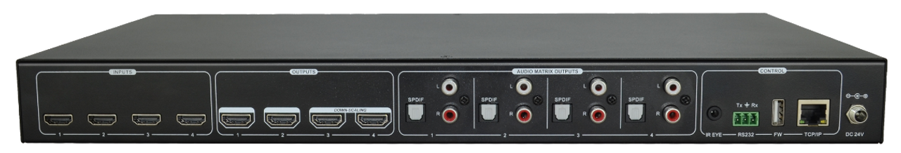 AVGear MHD4K-44 4x4 4K HDR HDMI 2.0 Matrix Switcher with 4x HD70 Sets