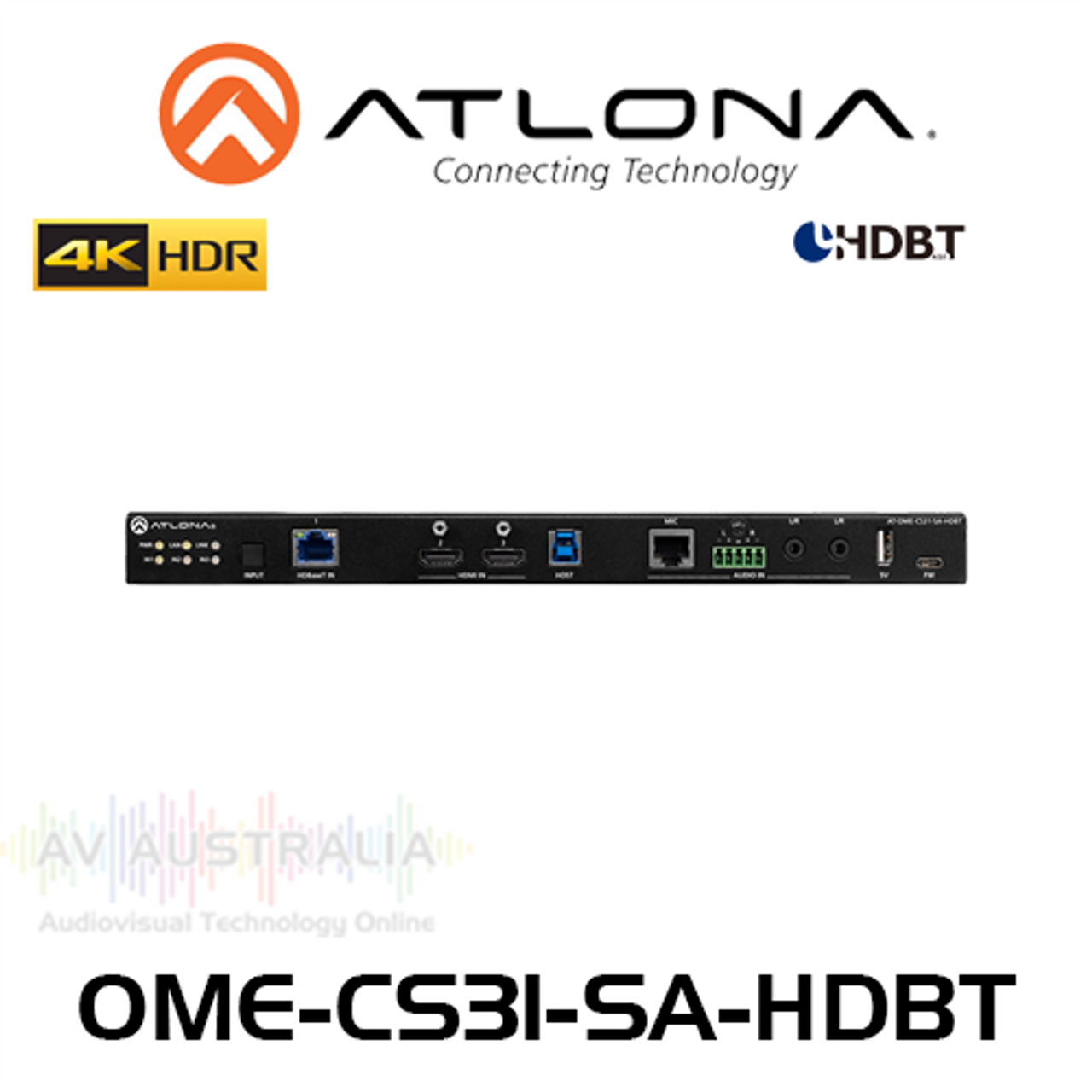 Atlona Omega 3x1 4K HDR HDMI & HDBaseT Switcher with Mixer Amplifier & USB Hub