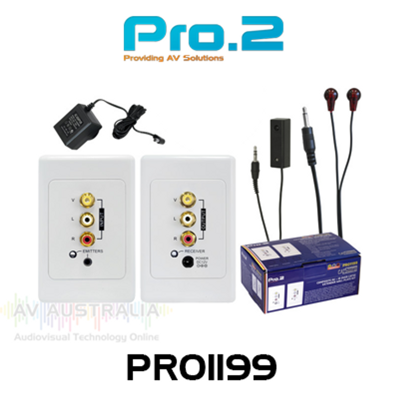 Pro.2 Composite + Audio & IR over Cat5 Wallplate Kit (up to 100m)