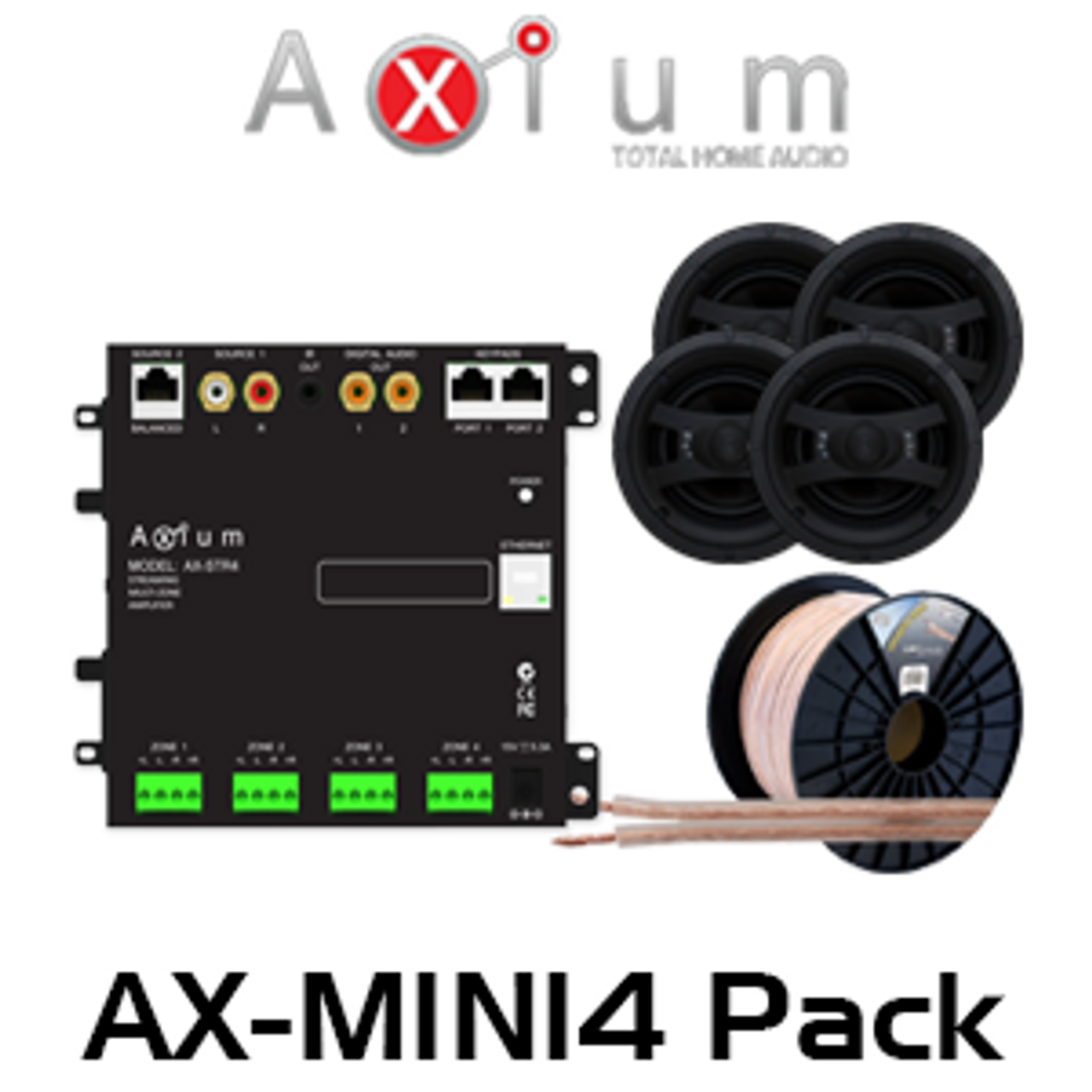 Axium Ax Mini4 Amplifier Multiroom Music Streaming Mini Package