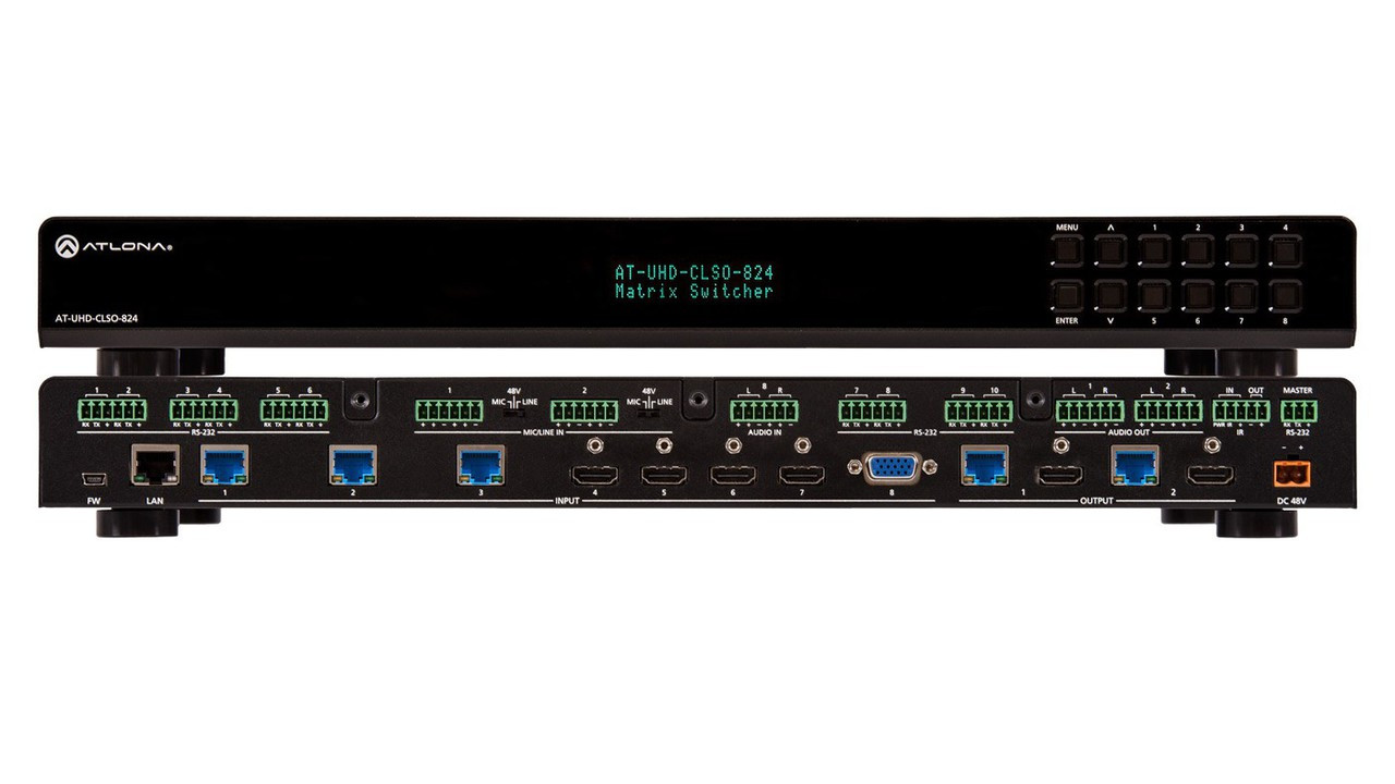 Atlona 8×2 4K UHD Multi-Format Matrix Switcher with Dual, HDBaseT and Mirrored HDMI Outputs