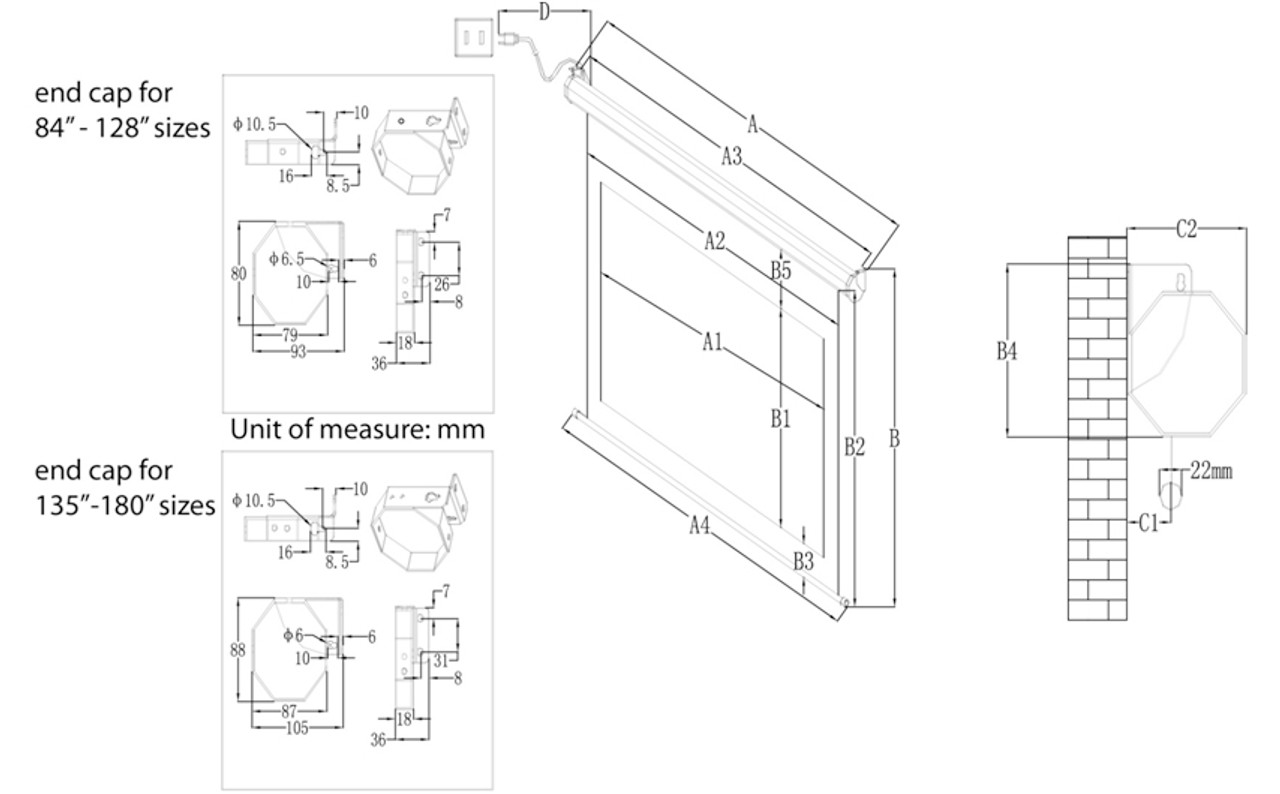 Elite Screens Spectrum MaxWhite Motorised Projection Screens (84 -180")