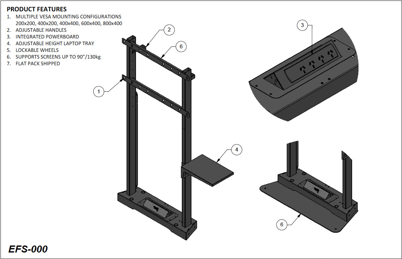 Ultralift Education 60-90" Flat Display Fixed Height Floor Stand