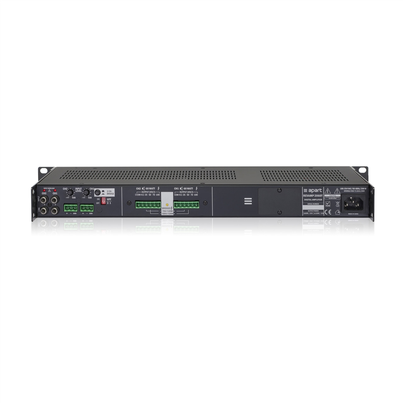 Apart REVAMP2060T 2-Channel 60W 100V Bridgeable Digital Power Amplifier