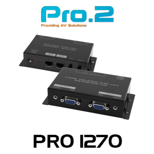 Pro.2 4 Zone VGA & Audio Over Cat5 Distribution Hub (300m)