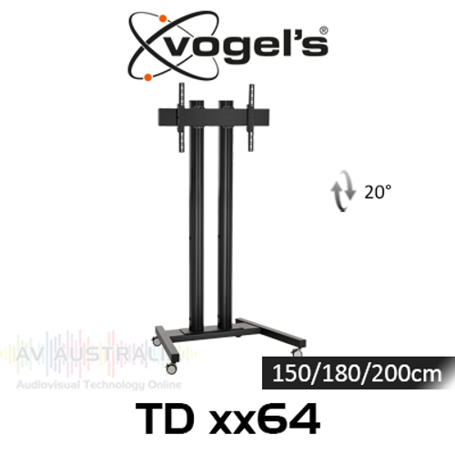 Vogels TDxx64 600x400 Fitment Double Pole Mobile Trolley (65" plus)