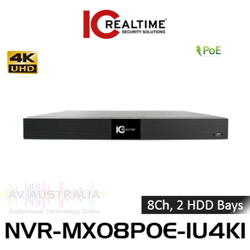 IC Realtime 4K 8-Ch PoE 8MP 2-Bay H.265+ 1U Desk Mount NVR