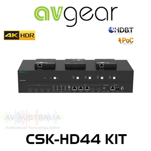 AVGear CSK-HD44 4x4 4K HDR HDMI 2.0 HDBaseT Matrix Kit with 3 Receivers