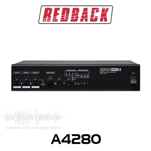 Redback Phase5 4 Zone 250W 100V PA Mixer Amplifier