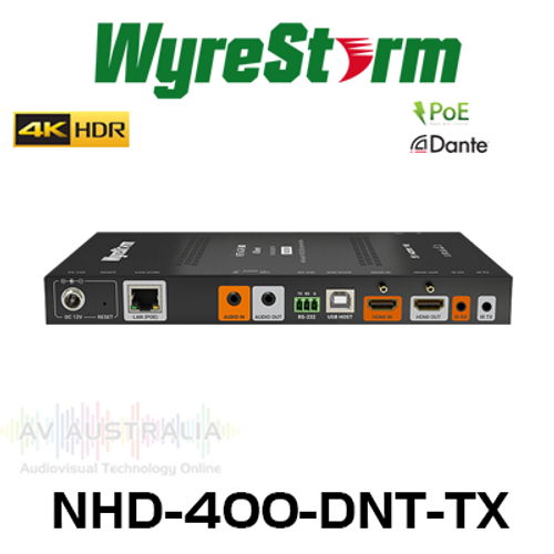 WyreStorm NetworkHD 400 4K HDR AV Over IP JPEG 2000 PoE Encoder with Dante