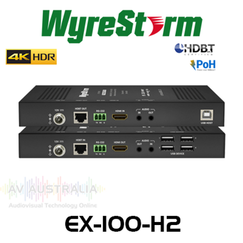 WyreStorm 4K HDR HDBaseT Extender Set with USB Host, Audio Passthrough & PoH  (100m)