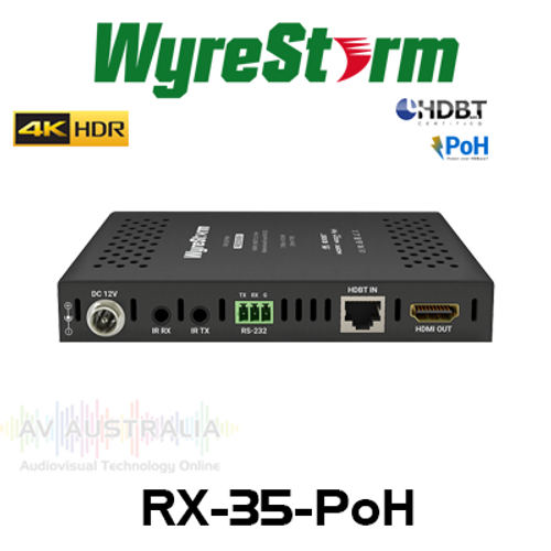 WyreStorm 4K HDR HDBaseT Receiver with 2-Way IR, RS-232 and PoH (35m)