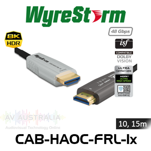 WyreStorm 8K60 HDR 4:4:4 48Gbps Active Optical HDMI Cables (10, 15m)