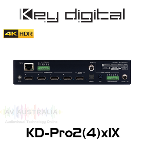 Key Digital KD-Pro2/4x1x 4K 18G HDMI Switcher with Analog & Digital Audio De-Embedder