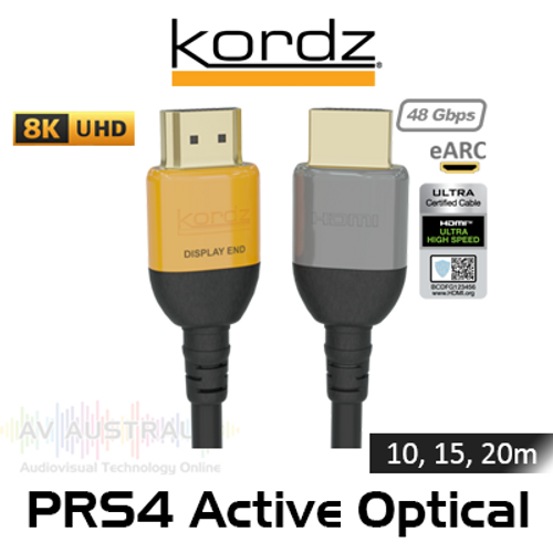 Kordz PRS4 Series 8K 48Gbps Certified Active Optical HDMI Cables (10, 15, 20m)