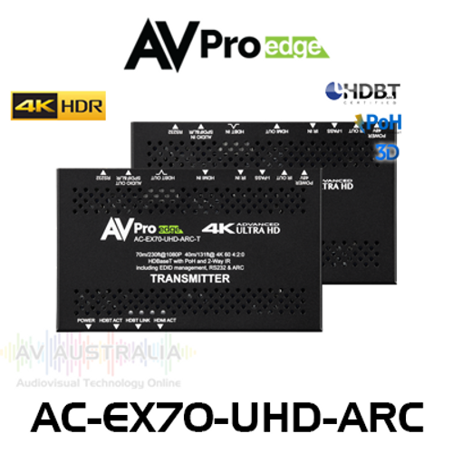 AVPro Edge 4K HDR HDMI Over HDBaseT PoH Extender Set With ARC and 2-Way IR & RS232 (40m)