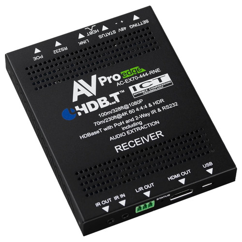 AVPro Edge 4K60 4:4:4 HDR HDMI Over HDBaseT PoH Receiver With Audio Extraction and 2-Way IR & RS232 (70m)