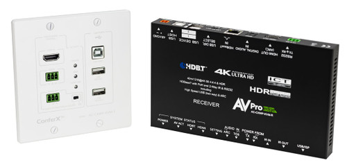 AVPro Edge ConferX 4K HDR HDMI Over HDBaseT Wallplate Extender Kit with 2-Way USB (40m)