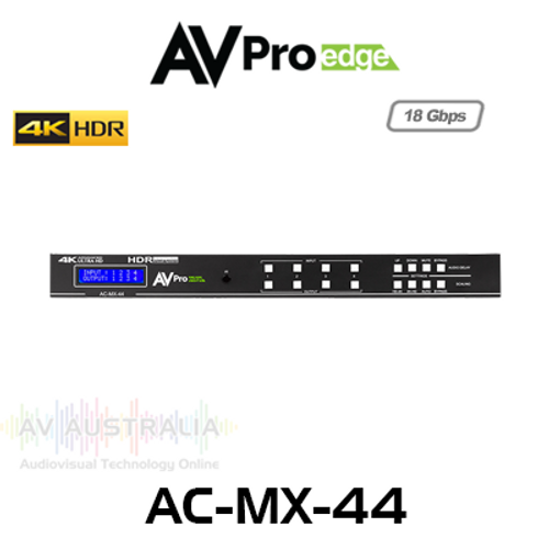 AVPro Edge 4x4 4K60 4:4:4 HDR HDMI Matrix Switcher With Dual Audio De-embedder