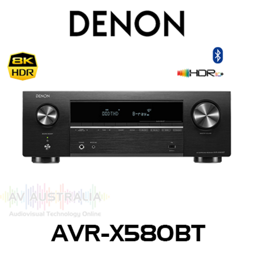 Denon AVR-X580BT 5.2-Ch 8K HDR10+ AV Receiver with Bluetooth