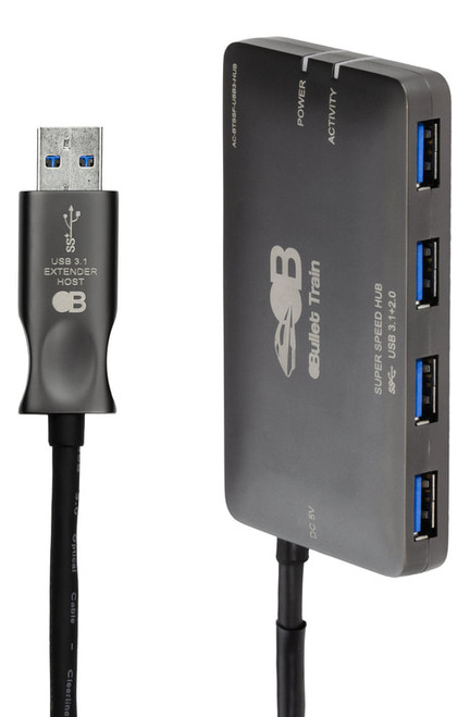 AVPro Edge Bullet Train USB 3.1 Gen1 Active Extension Cable With 4-Port Hub (5-40m)