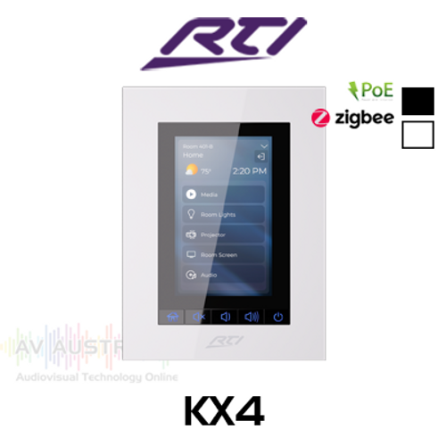 RTI KX4 4" In Wall PoE Touchscreen Controller with Integrated XP Processor
