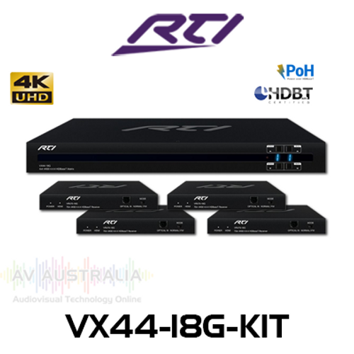 RTI VX44-18G-KIT 4x4 4K HDBaseT Matrix Switcher with 4 Receivers (40m)