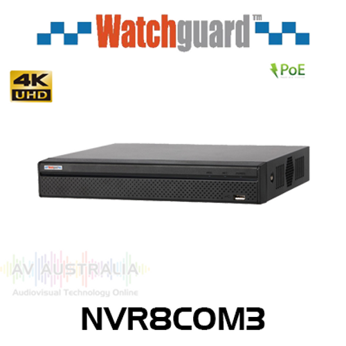 WatchGuard NVR8COM3 Compact 8 Channel Network Video Recorder with PoE (80Mbps)