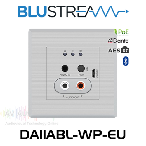 BluStream DA11ABL-WP-EU Bluetooth & Analog Audio Dante Wallplate