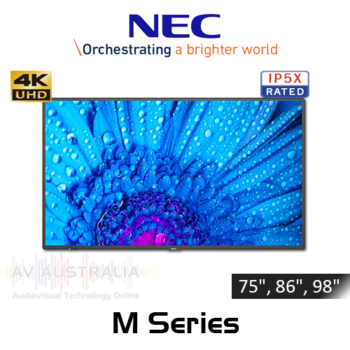 NEC MultiSync M Series 4K UHD 500 Nits 24/7 LED Backlit Commercial Displays (75", 86", 98")