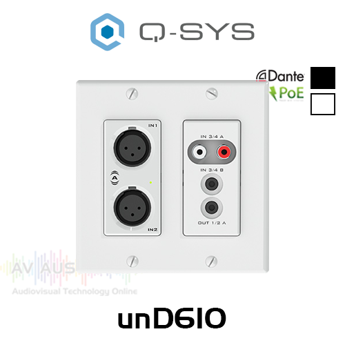 Q-SYS unD6IO 4x2 Multi-IO Dante Networked Audio Wallplate