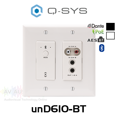 Q-SYS unD6IO-BT 4x2 Multi-IO Dante/AES67 Networked Audio Wallplate with Bluetooth