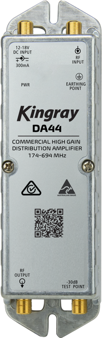 Kingray DA44 F Type High Gain Distribution Amplifier (174 - 694MHz)