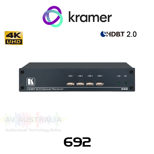 Kramer 692 4K60 HDMI with HDBaseT 2.0, Ethernet & USB over MM/SM Fiber Receiver (up to 33km)