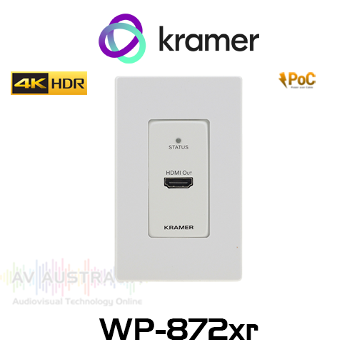 Kramer WP-872xr 4K60 4:4:4 HDR HDMI Over DGKat 2.0 PoC Wallplate Receiver (60m)