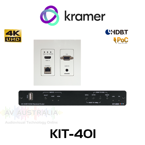 Kramer KIT-401 4K HDMI & VGA Auto Switcher Wallplate over HDBaseT Extender / Scaler Kit