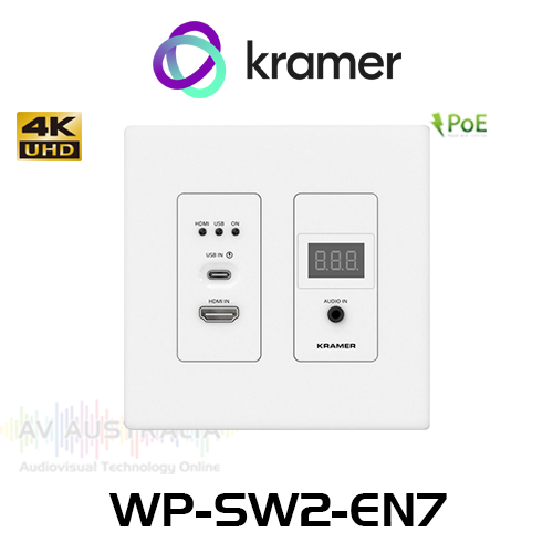 Kramer WP-SW2-EN7 4K HDMI / USB-C AVoIP PoE Wallplate Encoder