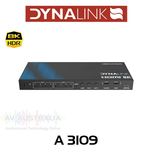 Dynalink 4x2 8K HDMI 2.1 40Gbps Matrix Switcher with eARC