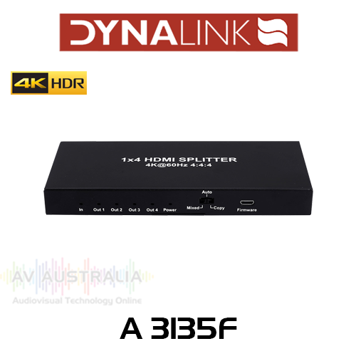 Dynalink 1x4 4K60 4:4:4 18Gbps HDMI Splitter