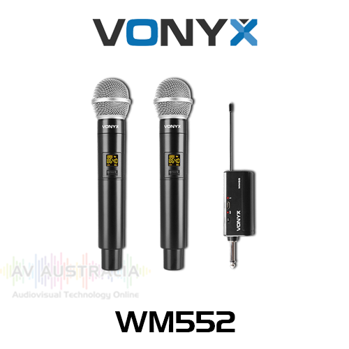 Vonyx WM552 Dual UHF Wireless Handheld Microphone & Plug-In Receiver (863 – 865MHz)