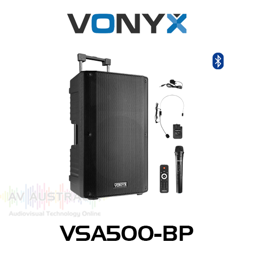 Vonyx VSA500 12" 800W Battery Powered Portable PA System with Wireless Mics