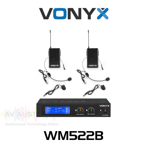 Vonyx WM522B Dual Wireless Bodypack & Headset Microphone System