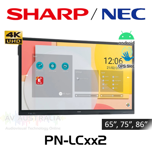 Sharp LC Series 4K 450 Nits 16/7 Android 11 20-Point Interactive Touch Displays (65", 75", 86")