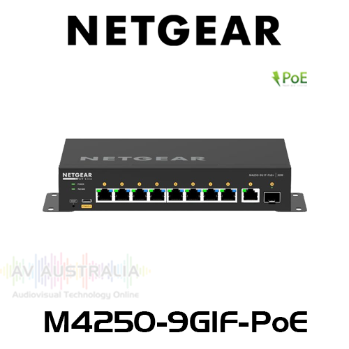 Netgear AV Line M4250-9G1F-PoE 8x1G PoE 110W Desktop Managed Switch with 1x1G and 1xSFP 