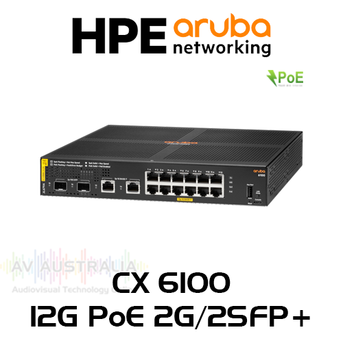 Aruba CX 6100 12-Port Gigabit PoE 139W CL4 Switch With 2G/2SFP+