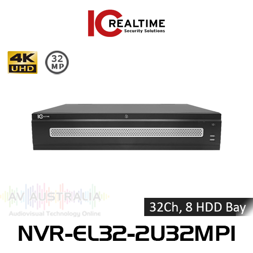 IC Realtime 4K 32-Ch 32MP 1024Mbps Throughput 8-Bay Smart H.265+ 2RU NVR