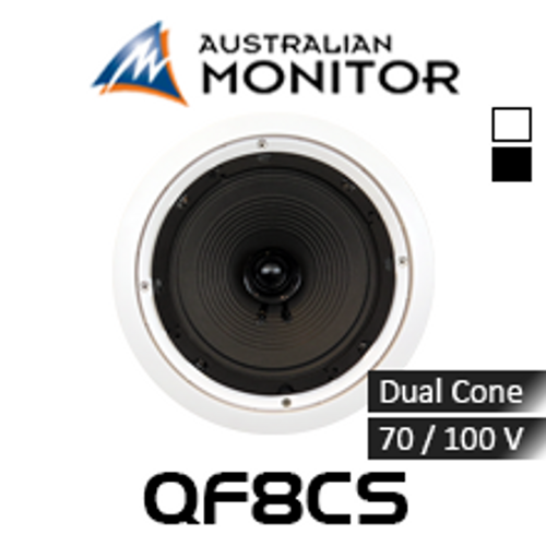 Australian Monitor QF8CSB 8" 70/100V QuickFit Dual Cone In-Ceiling Speaker (Each)