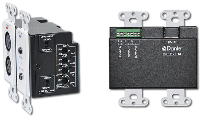 4 Mic/Line Inputs & 4 Outputs Dante Wallplate